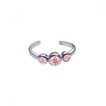 Silver 925 Rhodium Plated 3 Set Pink CZ Toe Ring - CZTR5PNK | Silver Palace Inc.