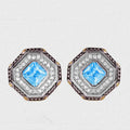 Silver 925 Rhodium Plated Blue Cluster Earrings - STE00406TOPAZ | Silver Palace Inc.