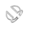 Silver 925 Rhodium Plated huggie hoop Cuffed V-Shaped CZ Ring - GMR00044 | Silver Palace Inc.