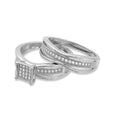 Silver 925 Rhodium Plated Square Center Trio Bridal Ring - GMR00156 | Silver Palace Inc.