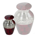 Small/Keepsake 4 Cubic Inch Crimson Classic Brass Funeral Cremation Urn for Ashes