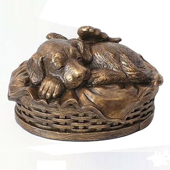 Small/Keepsake 55 Cubic Inch Copper Dog Angel Pet Funeral Cremation Urn