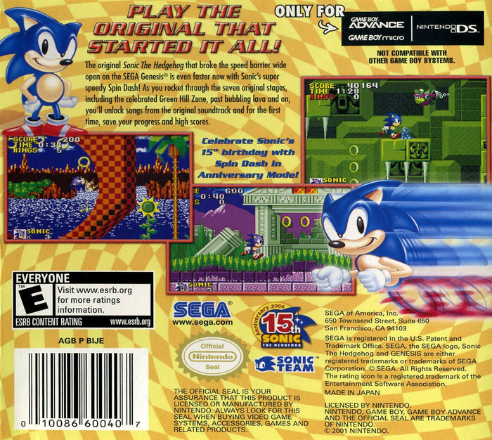 Sonic the Hedgehog Genesis Game Boy Advance - Video Game - Used - CaveGamers - Image 2