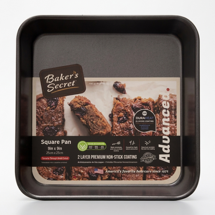 Square Pan Bakers Secret Grey 2 Layer Premium Non-Stick Coating 9x9"