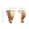 Tall Traditional Corner Foot (Sold 1 per package), 3 5/8"w x 6"h x 2 3/4"d Carved Bun feet White River Hardwoods