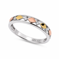 Three-Tone Plated 925 Sterling Silver Moissanite Men's Faceted Geometric Ring - MTGR00034TRI