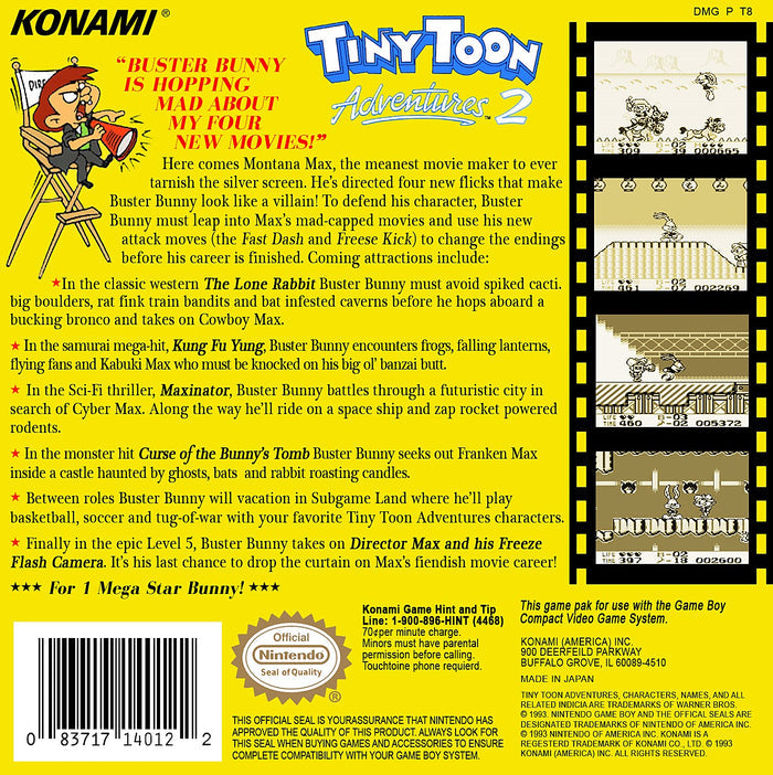 Tiny Toon Adventures: Montana's Movie Madness Game Boy - Video Game - Used - CaveGamers - Image 2