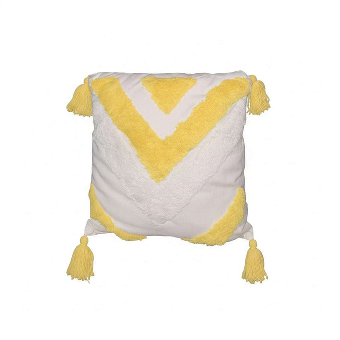 Toskana Cushion in Coastal Blue Yellow and white 17.5x17.5"