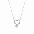 Two-Tone 925 Sterling Silver Moissanite Open Heart Dangling Heart Charm Necklace - MTGN00015