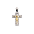 Two-Tone 925 Sterling Silver Moissanite Stone Crucifix Cross Pendant - MGMP00007