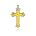 Two Tone Gold & Rhodium Plated Stainless Steel Pivot Cross Pendant - SSP00194