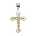 Two-Tone Plated 925 Sterling Silver Filigree Crucifix Pendant- GMP00215