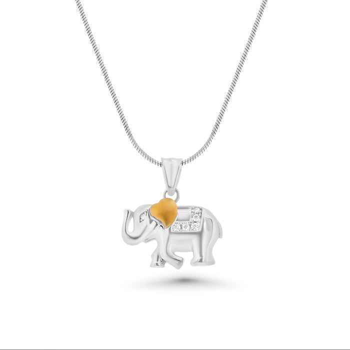 Two-Tone Plated 925 Sterling Silver Moissanite Elephant Pendant - MGMP00028