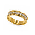 Two-Tone Plated 925 Sterling Silver Moissanite Men's Rope Edge Eternity Band Ring - MTGR00036RG