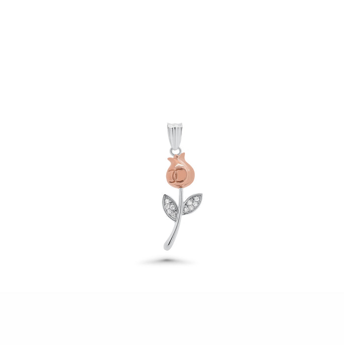 Two-Tone Plated 925 Sterling Silver Moissanite Rose Pendant - MGMP00021