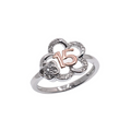 Two-Tone Plated 925 Sterling Silver Moissanite Stone Quinceañera Flower Ring - MGMR00075