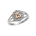 Two-Tone Plated 925 Sterling Silver Moissanite Stone Quinceañera Halo Ring - MGMR00076