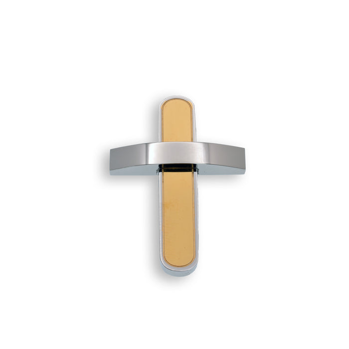 Two-Tone Rhodium & Gold Plated Stainless Steel Cross Pendant - SSP00357