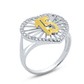Two-Toned 925 Sterling Silver Moissanite or CZ Quinceanera Heart Ring - MGMR00357RG