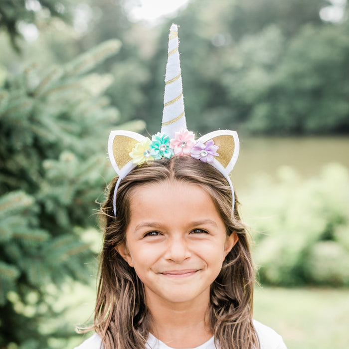 Unicorn with Flowers Headband