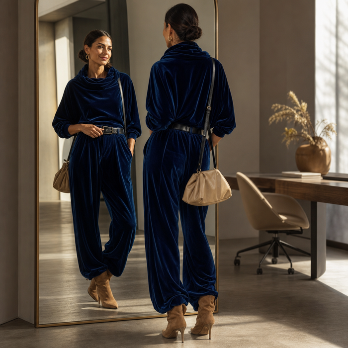Veloura – Belted Velvet Hoodie And Trouser Set