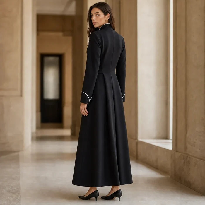 Vespera – High-Collar Cross-Detail Clergy Robe